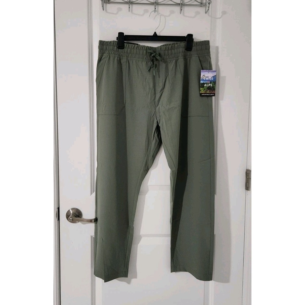 SWISS ALPS Women's Dalia Casual Ankle Pant Elastic Waist‎ Pockets Green Size XL